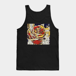 Painted Rose in Line Art Tank Top